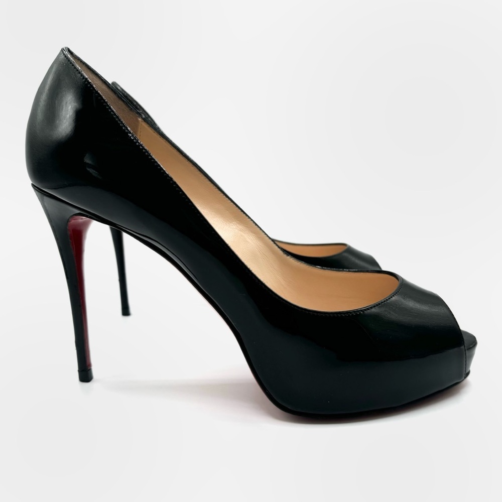 Christian Louboutin Very Prive 100 Patent Black Leather Platform Pump Heels - Picture 3 of 13